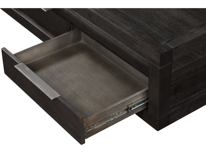 Oxford Two Drawer Rectangular Coffee Table in Basalt Grey — product view on a white background