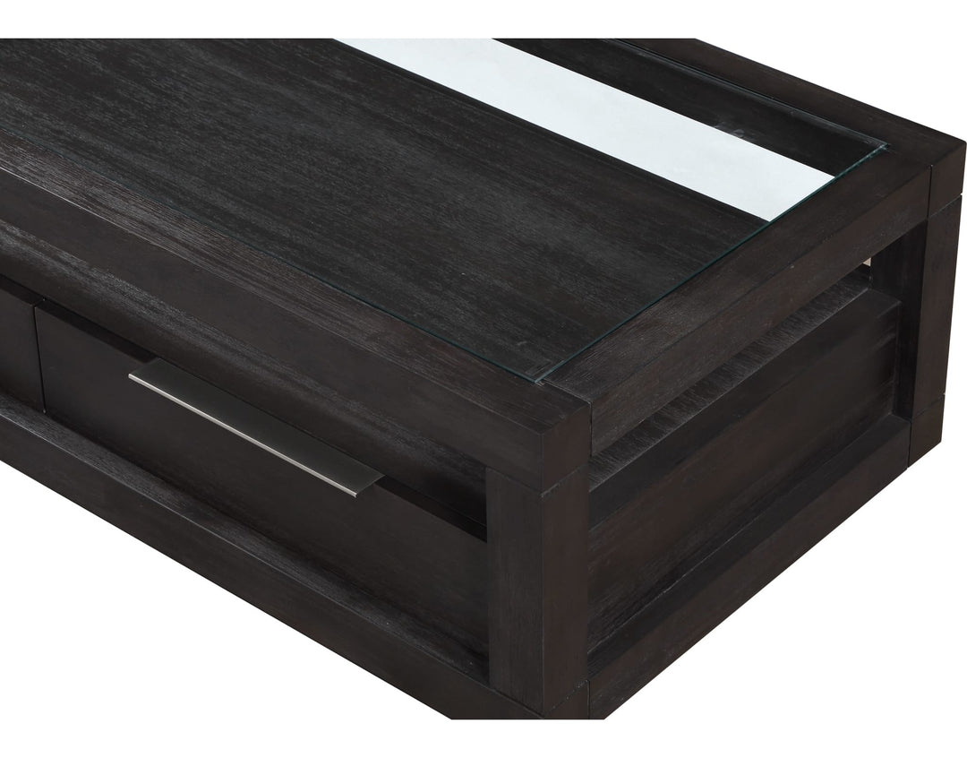Oxford Two Drawer Rectangular Coffee Table in Basalt Grey — product view on a white background
