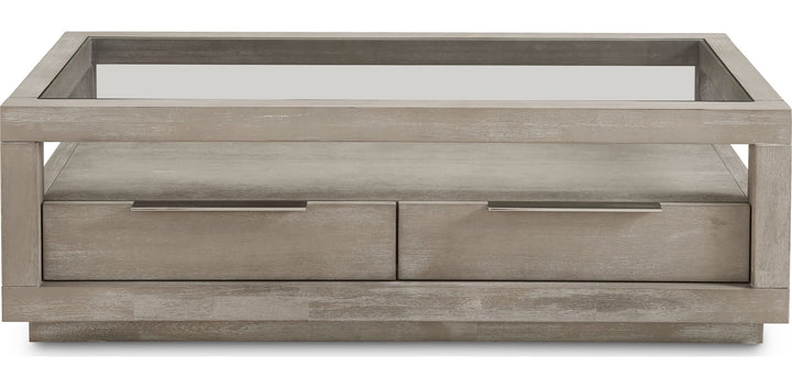 Oxford Two Drawer Rectangular Coffee Table in Mineral — product view on a white background