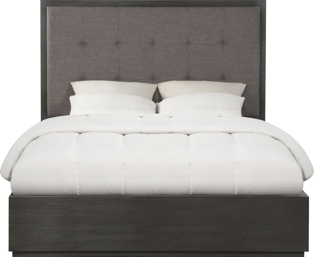 Oxford Upholstered Footboard Storage Bed in Basalt Grey — white background, front view