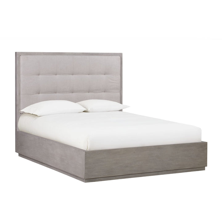 Oxford Upholstered Footboard Storage Bed in Mineral — white background, angled view