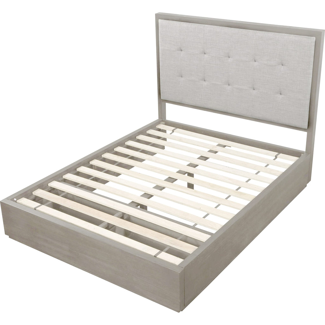 Oxford Upholstered Footboard Storage Bed in Mineral — without mattress, showing slat platform