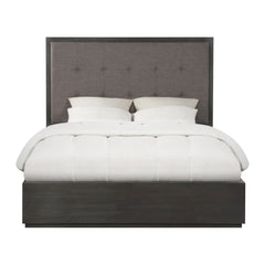 Oxford Upholstered Platform Bed by Modus in Basalt Grey — white background, angled view