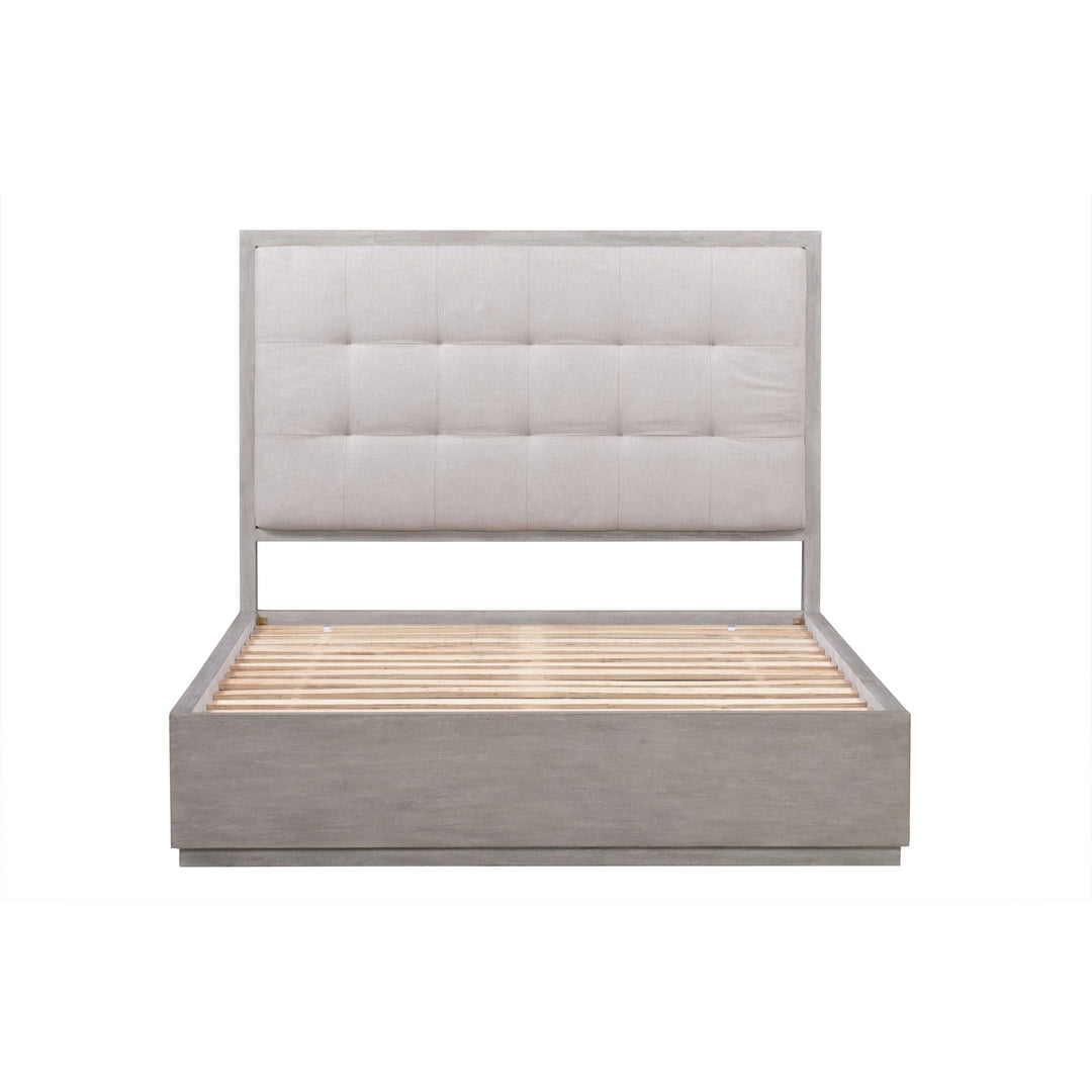 Oxford Upholstered Platform Bed in Mineral — front view without mattress