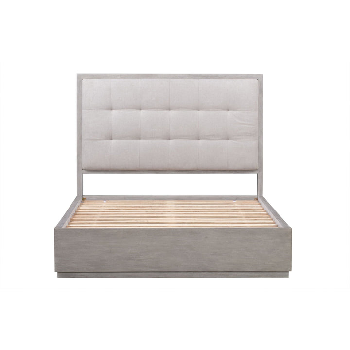 Oxford Upholstered Platform Bed in Mineral — front view without mattress