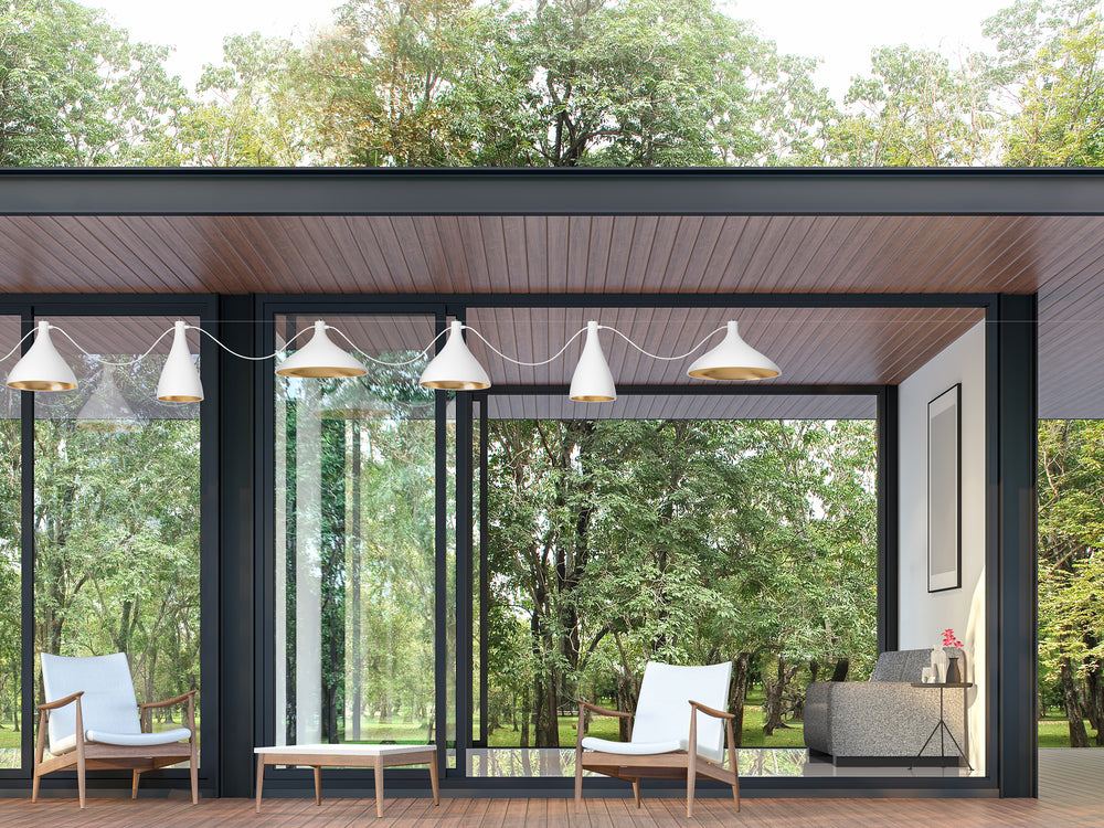 Swell String Single Pendant by Pablo Designs on a modern outdoor patio