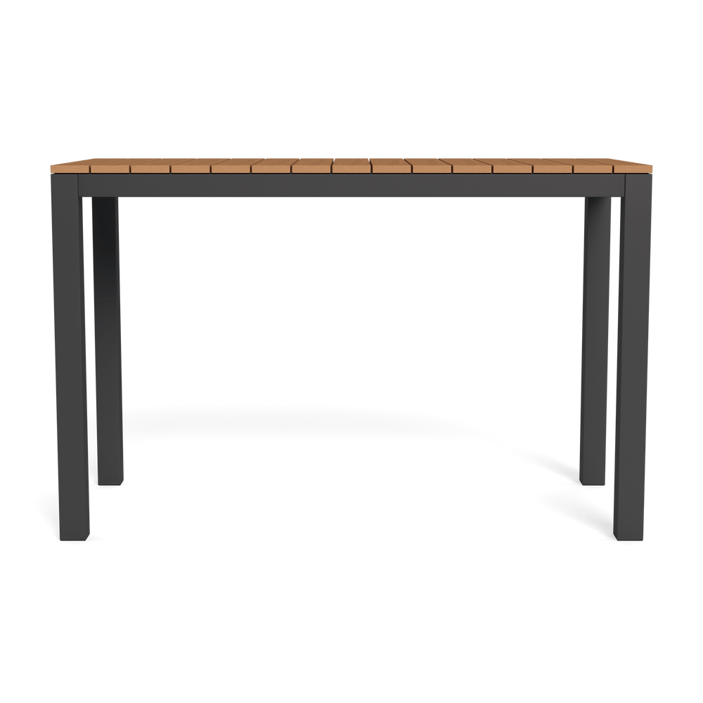 Pacific Teak Rectangle Bar Table by Harbour in Aluminum Asteroid