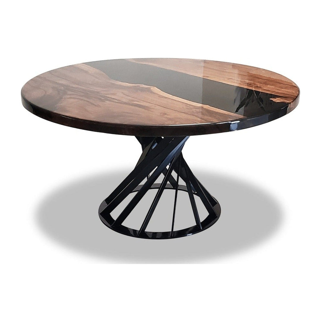 Panaro Walnut Wood Round Black River Dining Table Arditi Collection