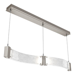 Parallel Curved Linear Chandelier by Hammerton Studio in Beige Silver