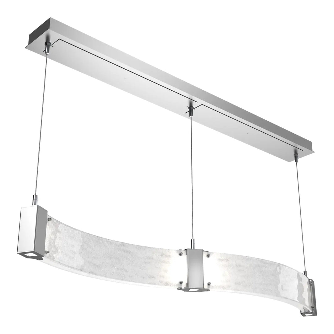 Parallel Curved Linear Chandelier by Hammerton Studio in Classic Silver