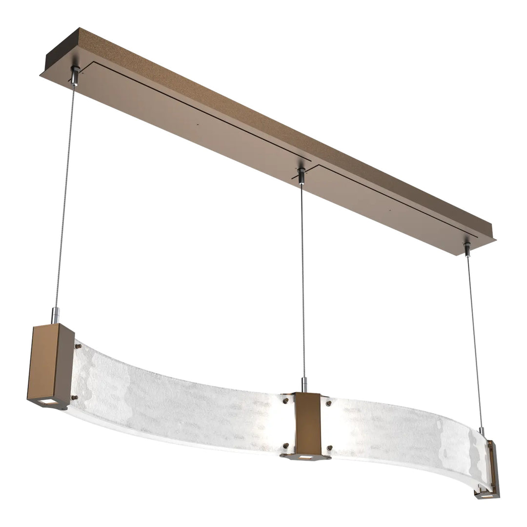 Parallel Curved Linear Chandelier by Hammerton Studio in Flat Bronze