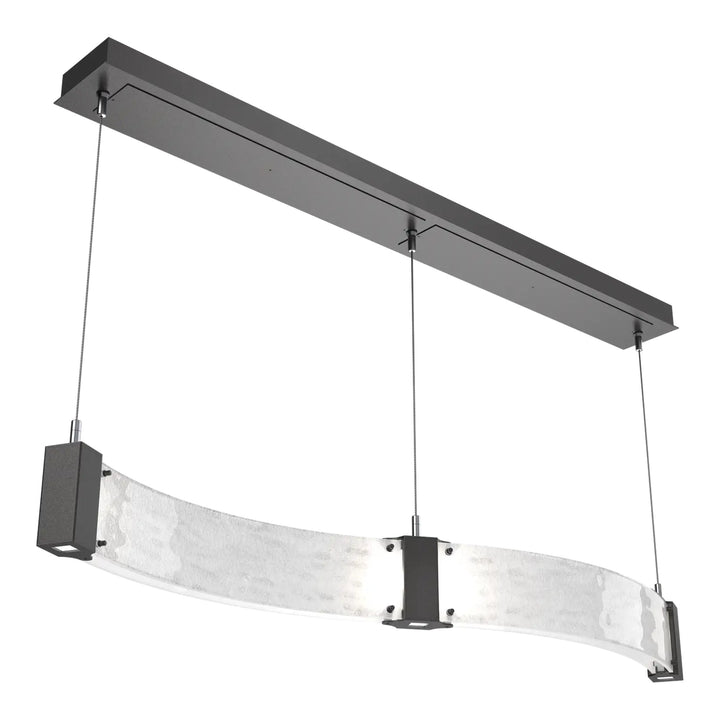 Parallel Curved Linear Chandelier by Hammerton Studio in Graphite