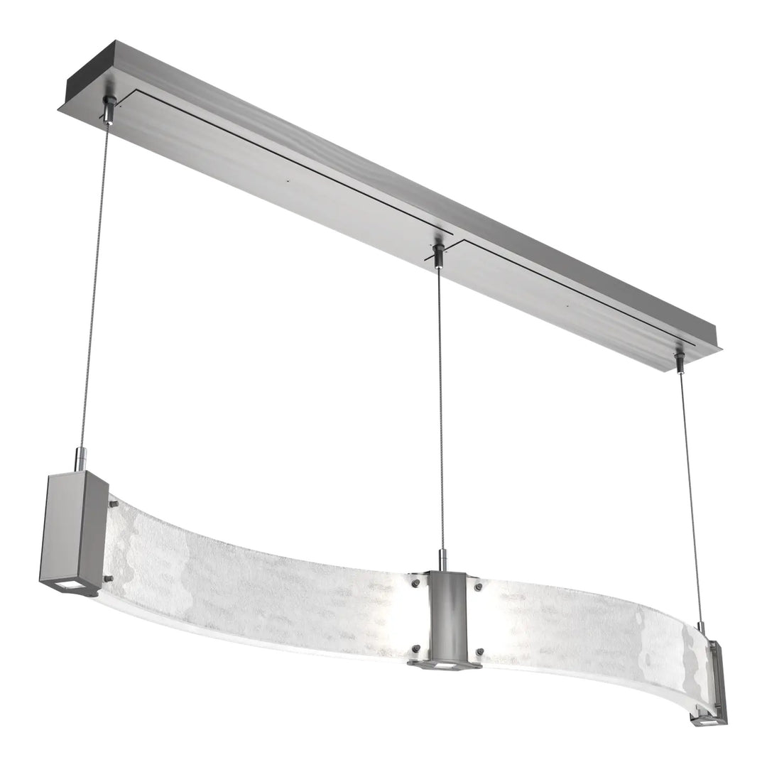 Parallel Curved Linear Chandelier by Hammerton Studio in Satin Nickel