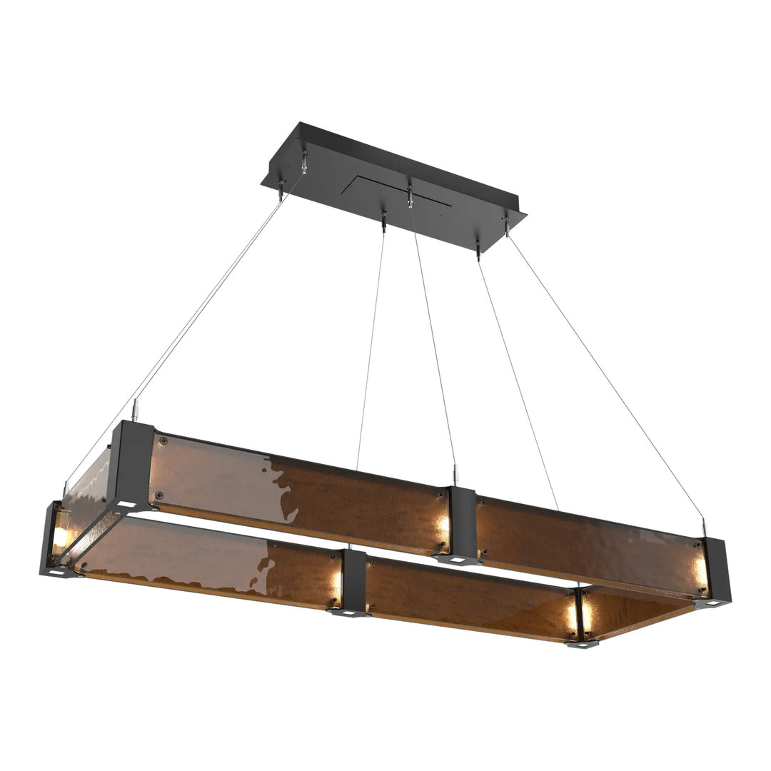 Parallel Linear Chandelier by Hammerton Studio – Medium in Matte Black with Bronze Granite glass