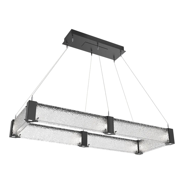 Parallel Linear Chandelier by Hammerton Studio – Medium in Matte Black with Clear Rimelight glass