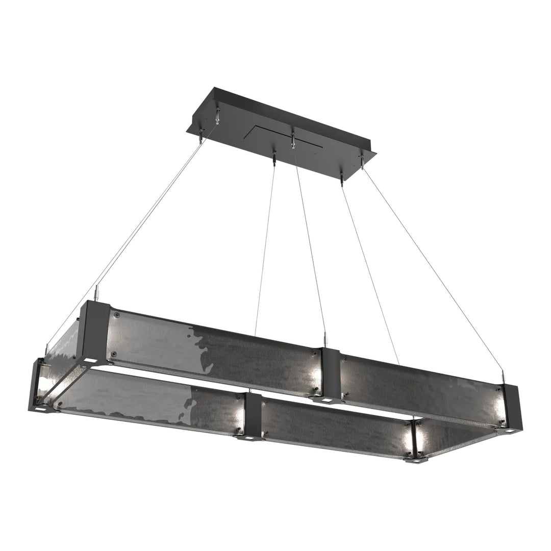 Parallel Linear Chandelier by Hammerton Studio – Medium in Matte Black with Smoke Granite glass