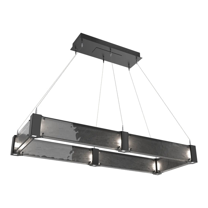 Parallel Linear Chandelier by Hammerton Studio – Medium in Matte Black with Smoke Granite glass