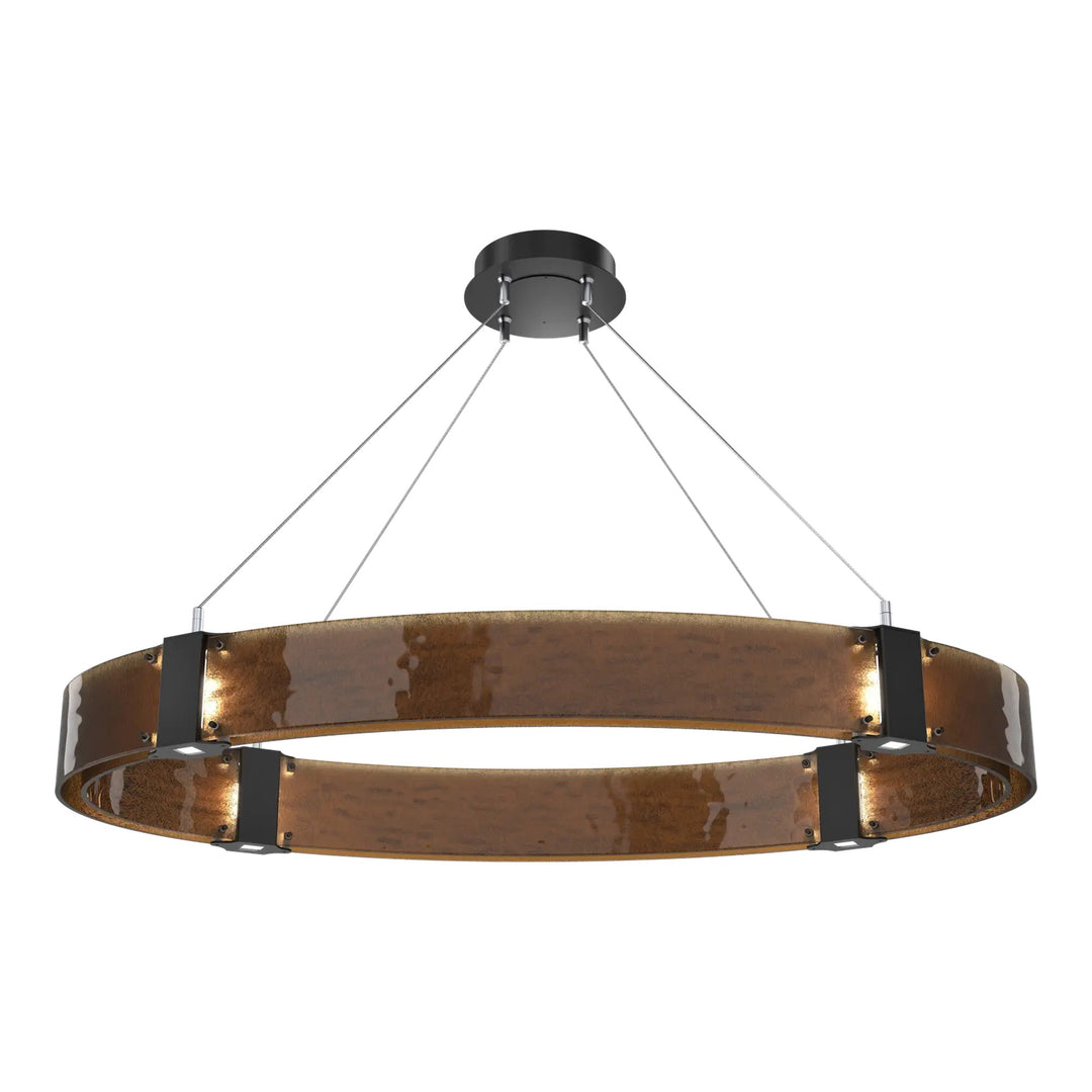 Parallel Oval Chandelier by Hammerton Studio in Matte Black with Bronze Granite glass