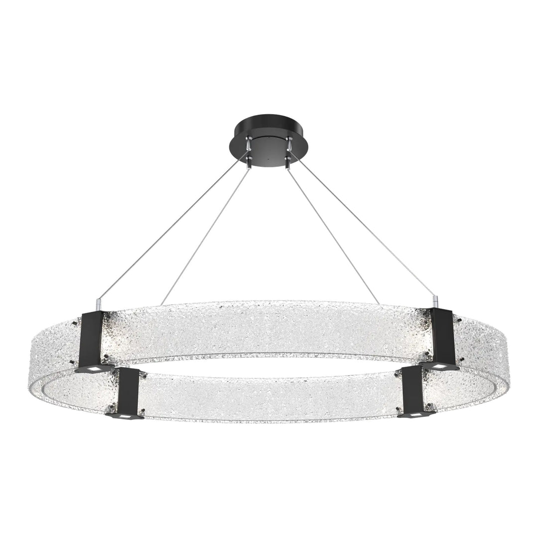 Parallel Oval Chandelier by Hammerton Studio in Matte Black with Clear Rimelight glass