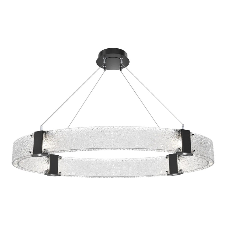 Parallel Oval Chandelier by Hammerton Studio in Matte Black with Clear Rimelight glass