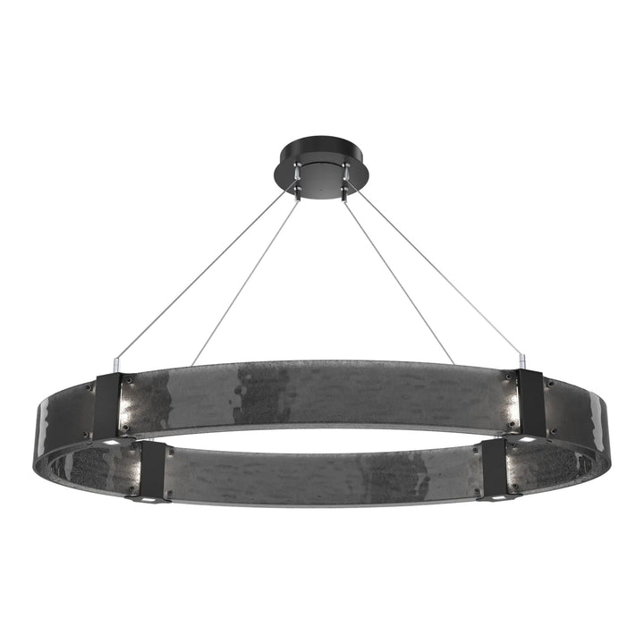 Parallel Oval Chandelier by Hammerton Studio in Matte Black with Smoke Granite glass
