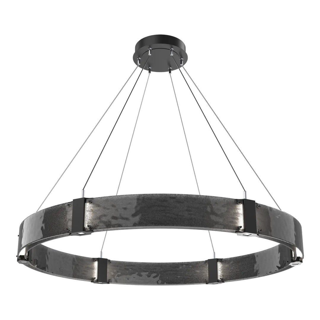 Parallel Ring Chandelier by Hammerton Studio – Large in Matte Black with Smoke Granite glass