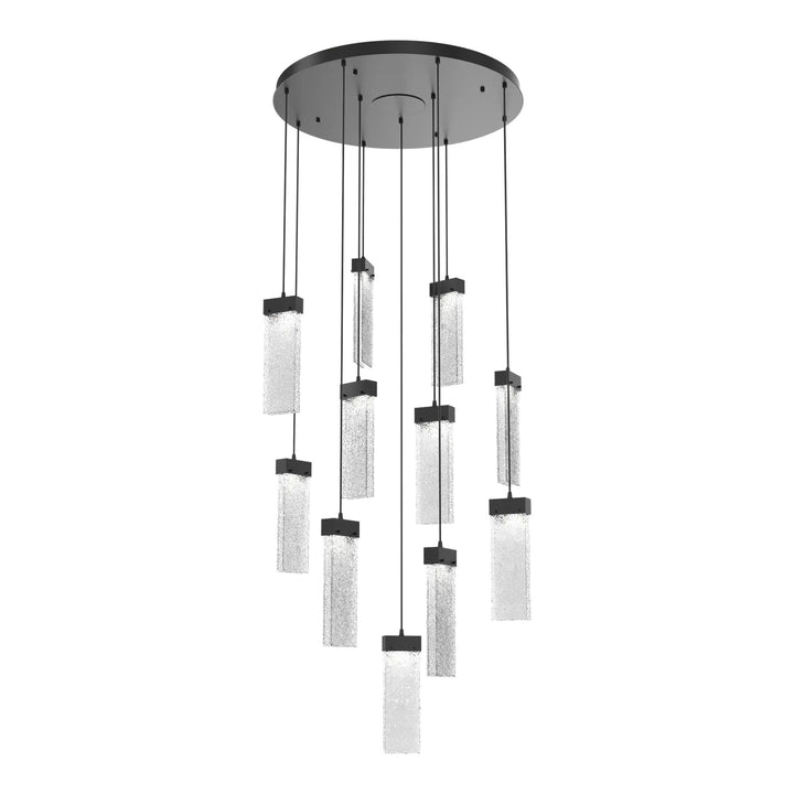 Parallel Round Pendant Chandelier by Hammerton Studio – 11 Lights in Matte Black on adjustable cord