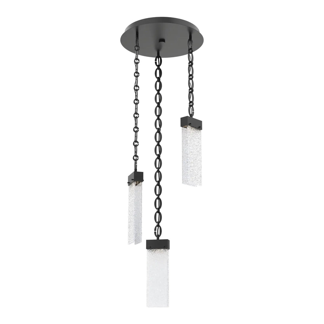 Parallel Round Pendant Chandelier by Hammerton Studio – 3 Lights in Matte Black on Oval Chain