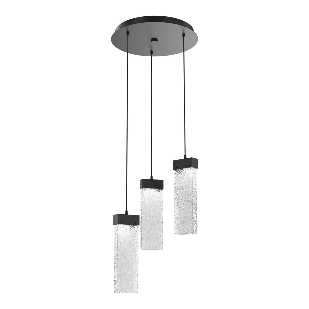 Parallel Round Pendant Chandelier by Hammerton Studio – 3 Lights in Matte Black on adjustable cord