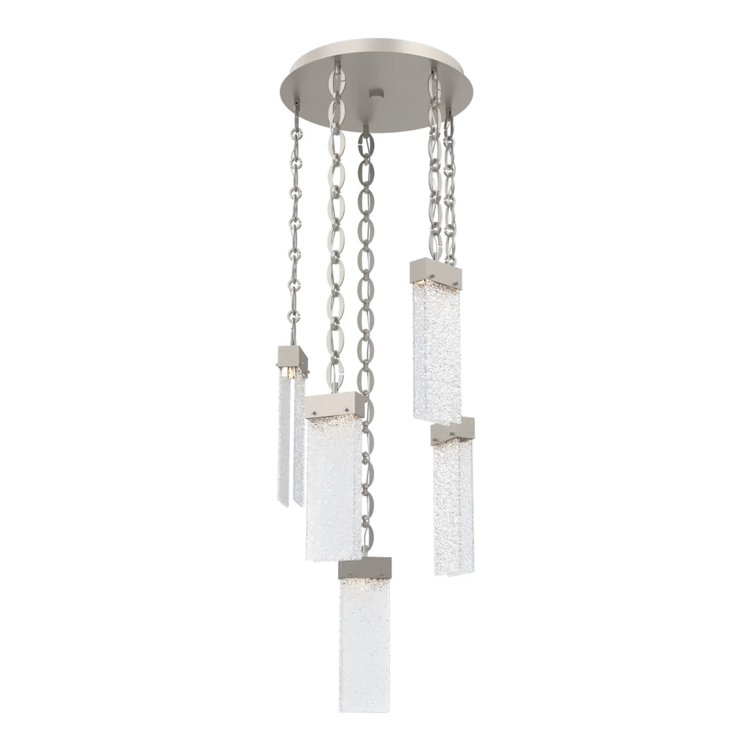Parallel Round Pendant Chandelier by Hammerton Studio – 5 Lights in Beige Silver on Oval Chain