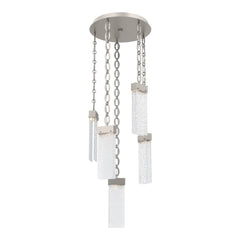 Parallel Round Pendant Chandelier by Hammerton Studio – 5 Lights in Beige Silver on Oval Chain
