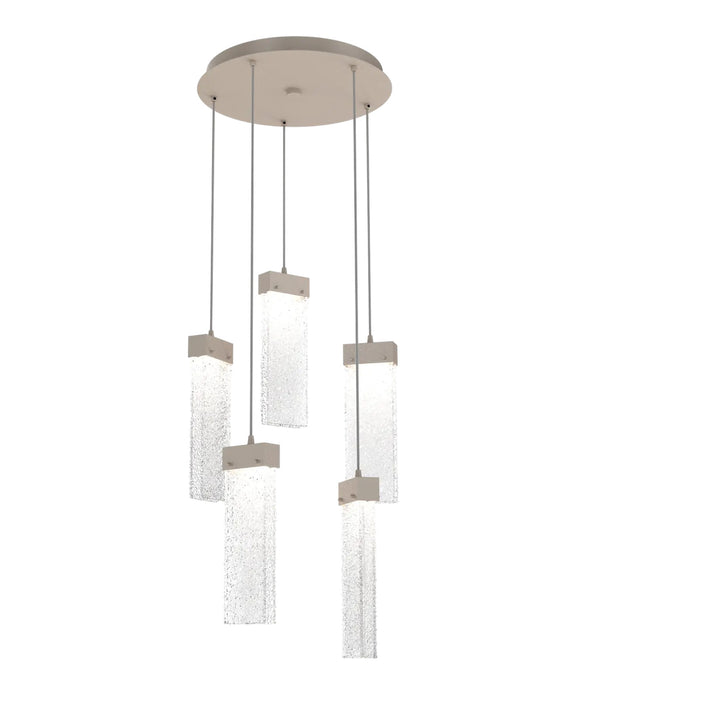 Parallel Round Pendant Chandelier by Hammerton Studio – 5 Lights in Beige Silver on adjustable cord