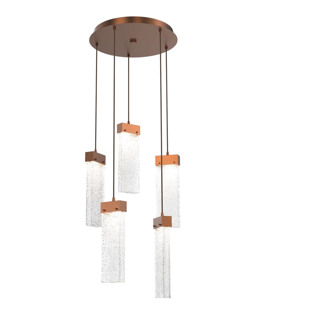 Parallel Round Pendant Chandelier by Hammerton Studio – 5 Lights in Burnished Bronze on adjustable cord