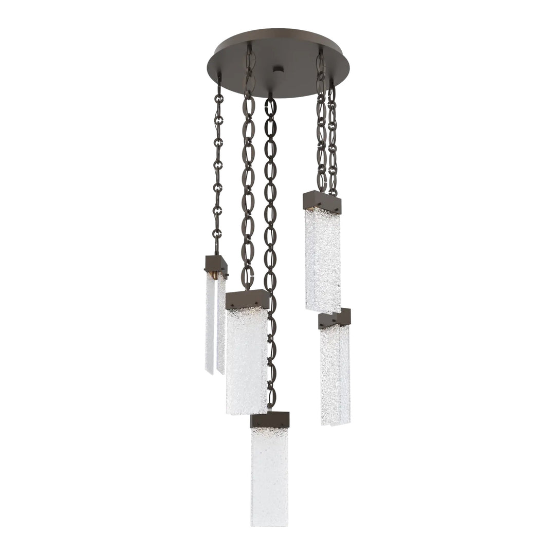 Parallel Round Pendant Chandelier by Hammerton Studio – 5 Lights in Flat Bronze on Oval Chain
