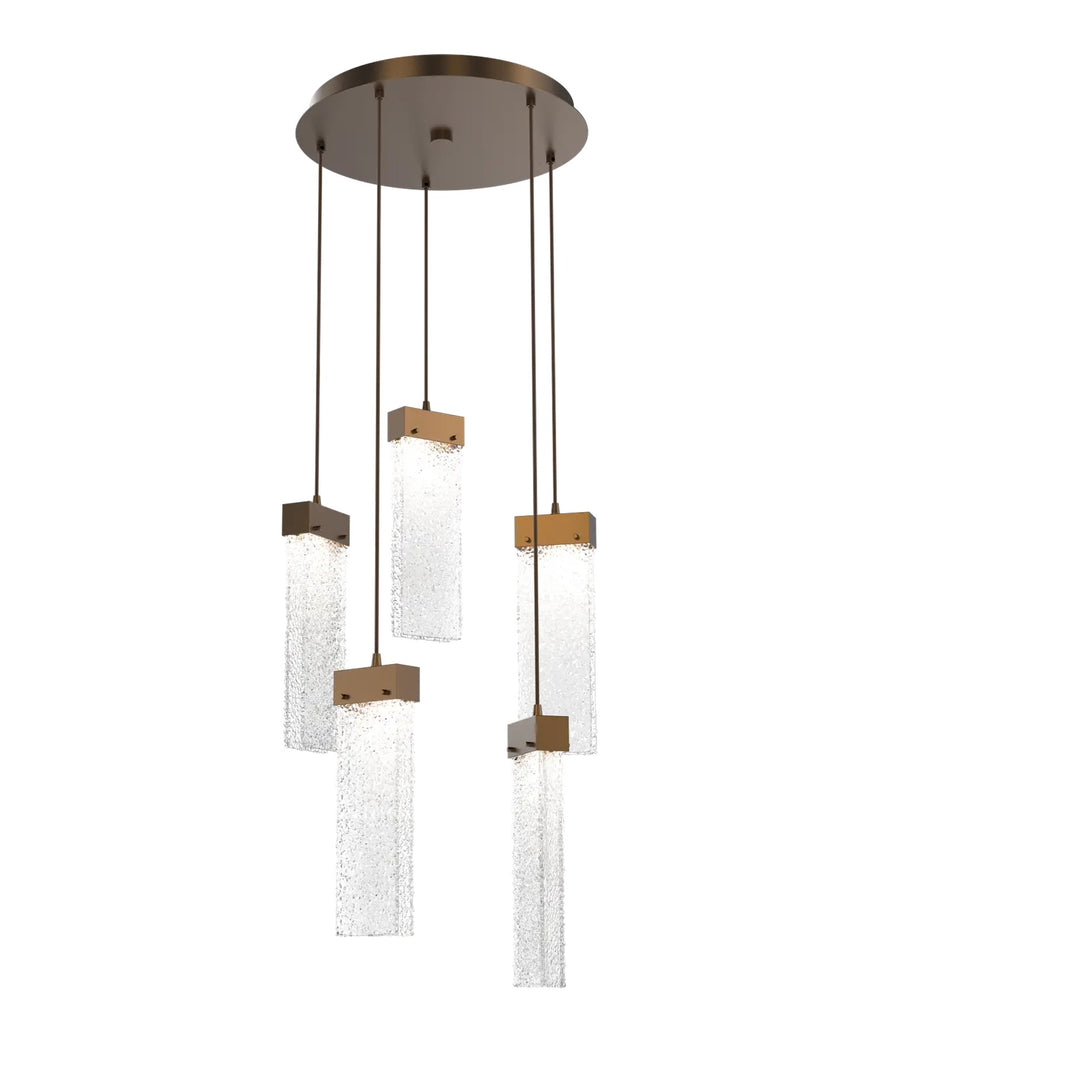 Parallel Round Pendant Chandelier by Hammerton Studio – 5 Lights in Flat Bronze on adjustable cord