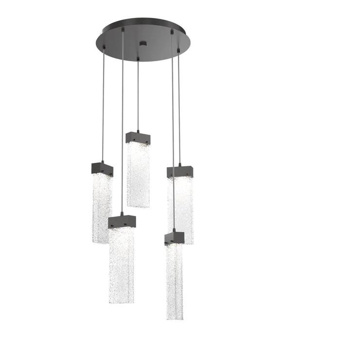 Parallel Round Pendant Chandelier by Hammerton Studio – 5 Lights in Graphite on adjustable cord