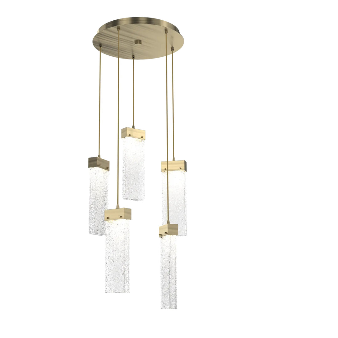 Parallel Round Pendant Chandelier by Hammerton Studio – 5 Lights in Heritage Brass on adjustable cord