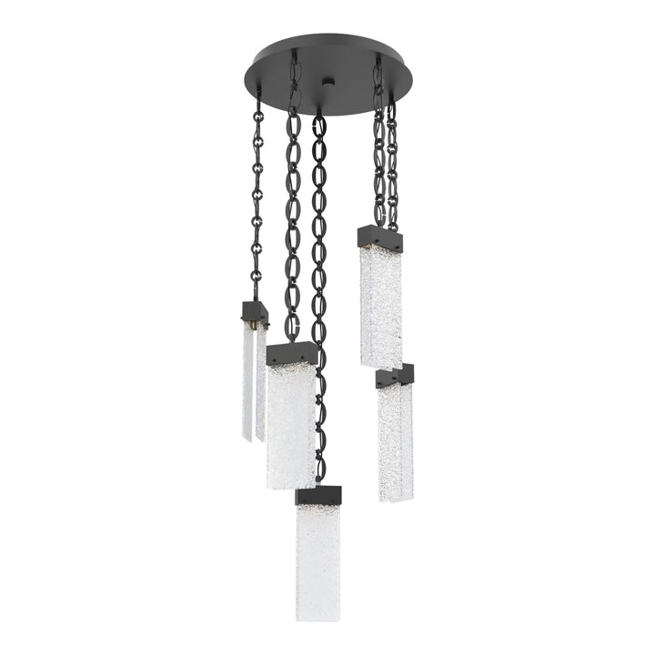 Parallel Round Pendant Chandelier by Hammerton Studio – 5 Lights in Matte Black on Oval Chain