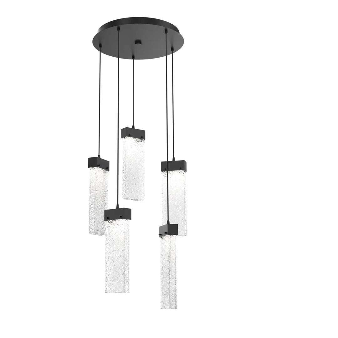 Parallel Round Pendant Chandelier by Hammerton Studio – 5 Lights in Matte Black on adjustable cord