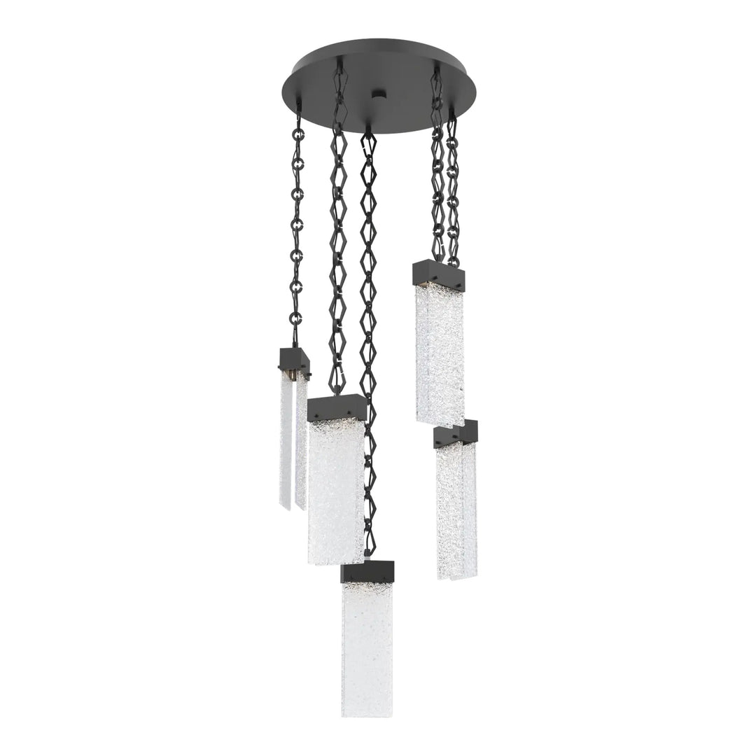 Parallel Round Pendant Chandelier by Hammerton Studio – 5 Lights in Matte Black on Diamond Chain