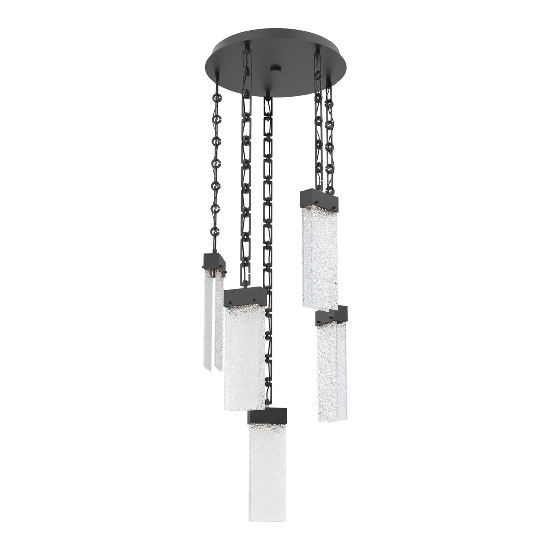 Parallel Round Pendant Chandelier by Hammerton Studio – 5 Lights in Matte Black on Rectangular Chain
