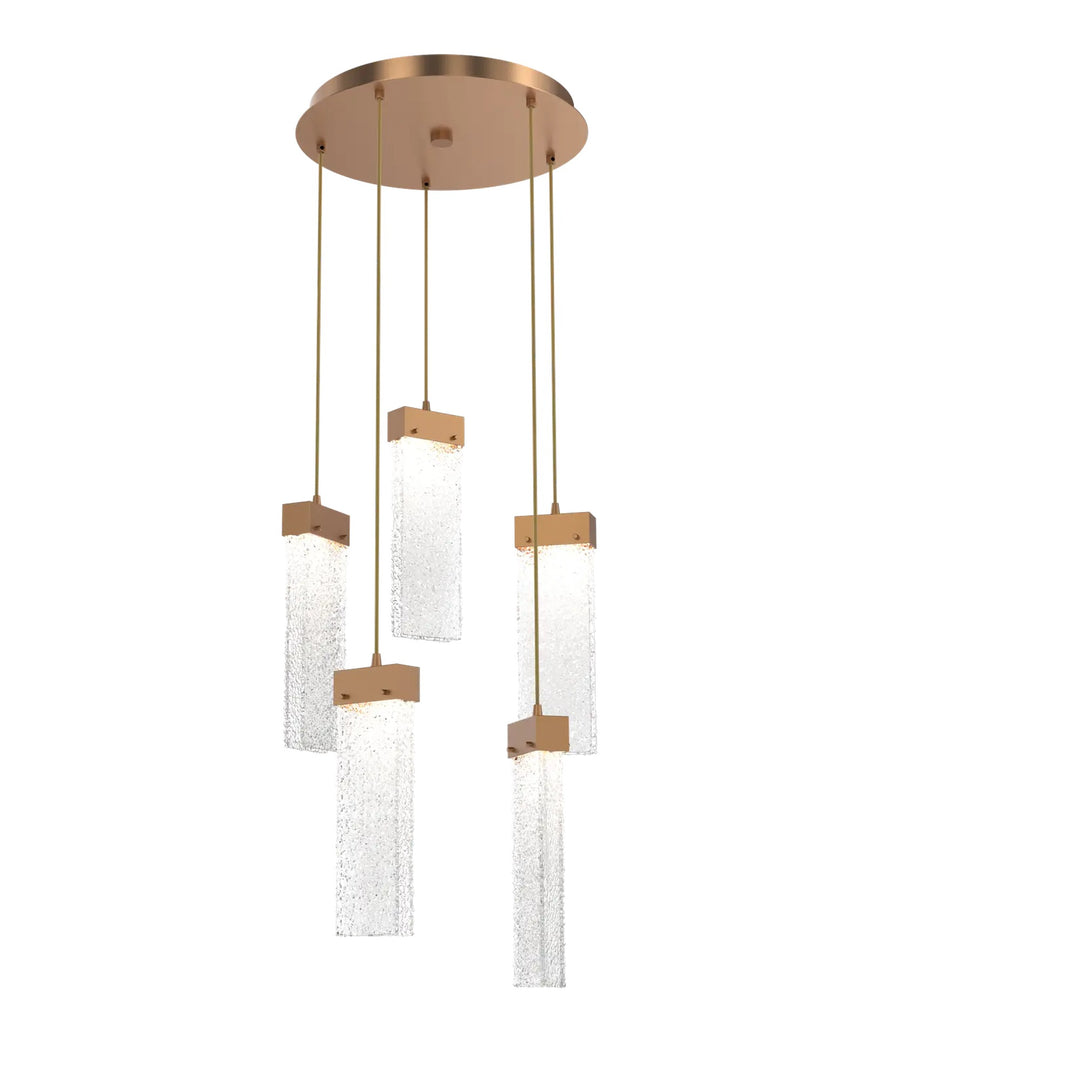 Parallel Round Pendant Chandelier by Hammerton Studio – 5 Lights in Novel Brass on adjustable cord