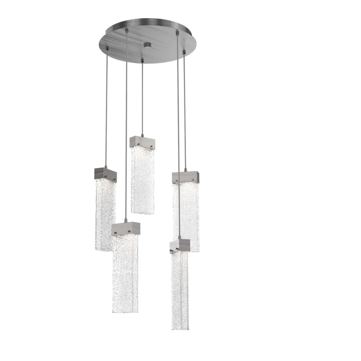 Parallel Round Pendant Chandelier by Hammerton Studio – 5 Lights in Satin Nickel on adjustable cord