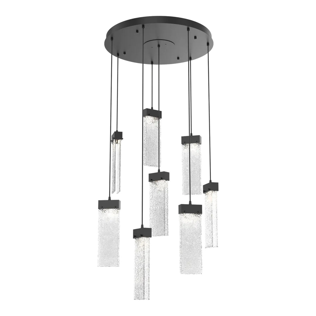 Parallel Round Pendant Chandelier by Hammerton Studio – 8 Lights in Matte Black on adjustable cord