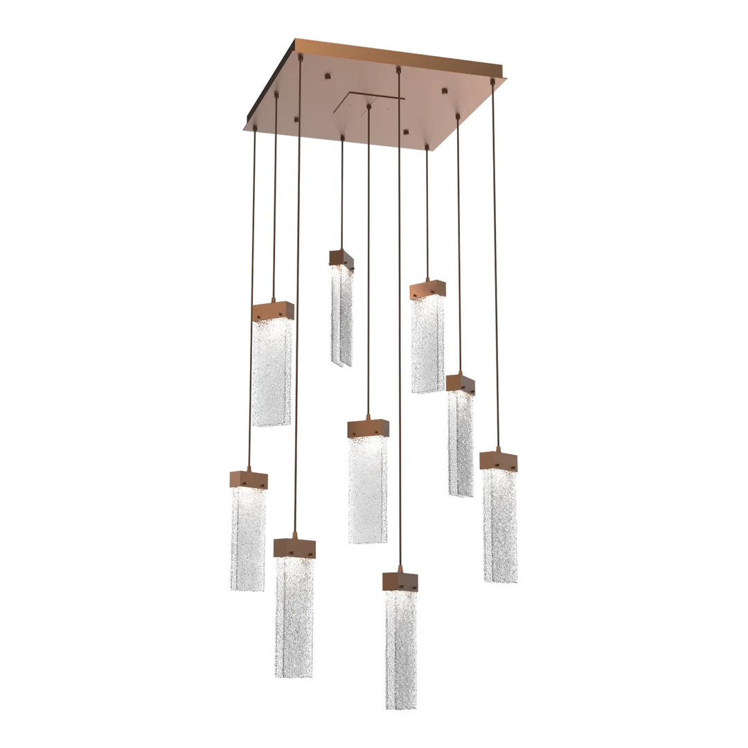 Parallel Square Pendant Chandelier by Hammerton Studio – 9 Lights in Burnished Bronze