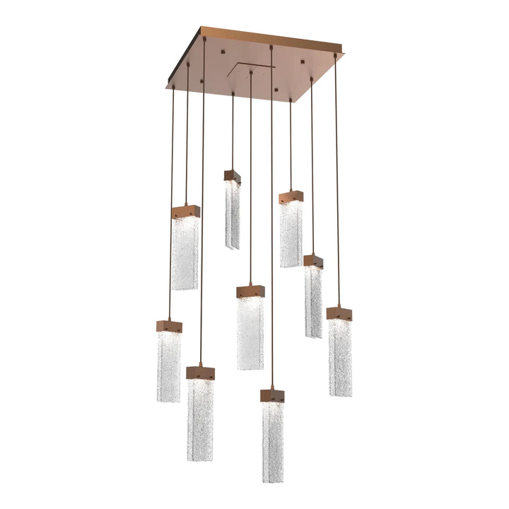 Parallel Square Pendant Chandelier by Hammerton Studio – 9 Lights in Burnished Bronze
