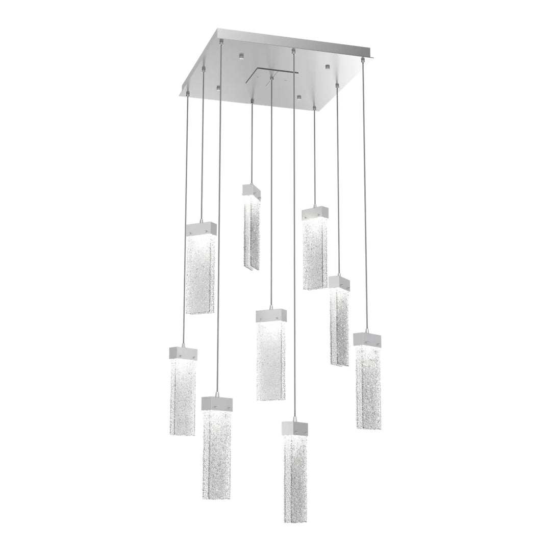 Parallel Square Pendant Chandelier by Hammerton Studio – 9 Lights in Classic Silver