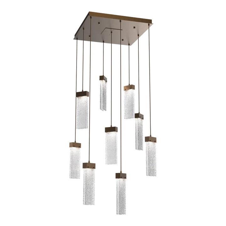 Parallel Square Pendant Chandelier by Hammerton Studio – 9 Lights in Flat Bronze