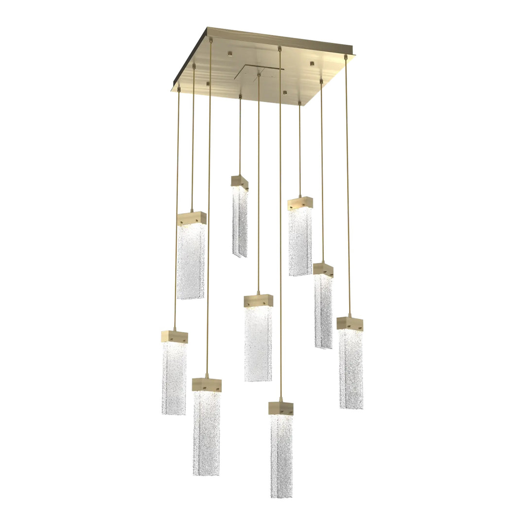 Parallel Square Pendant Chandelier by Hammerton Studio – 9 Lights in Heritage Brass