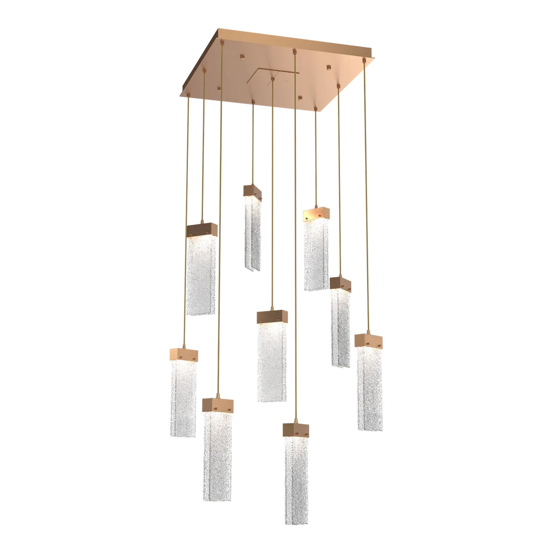 Parallel Square Pendant Chandelier by Hammerton Studio – 9 Lights in Novel Brass